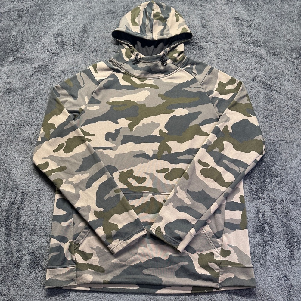 UNRL Hoodie Men L Camo Performance Scuba Hood Pullover Sweatshirt Green